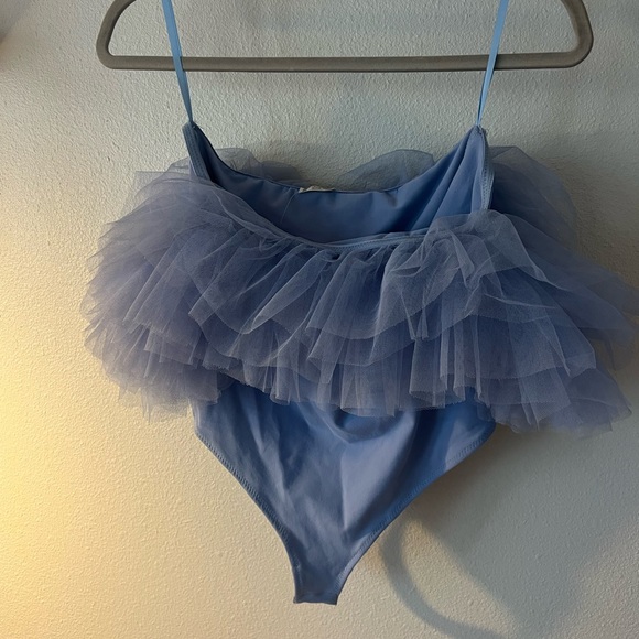 Free People Tops - Free People Lavender Tulle Bodysuit | Size S | NWT | Off Shoulder Ruffle